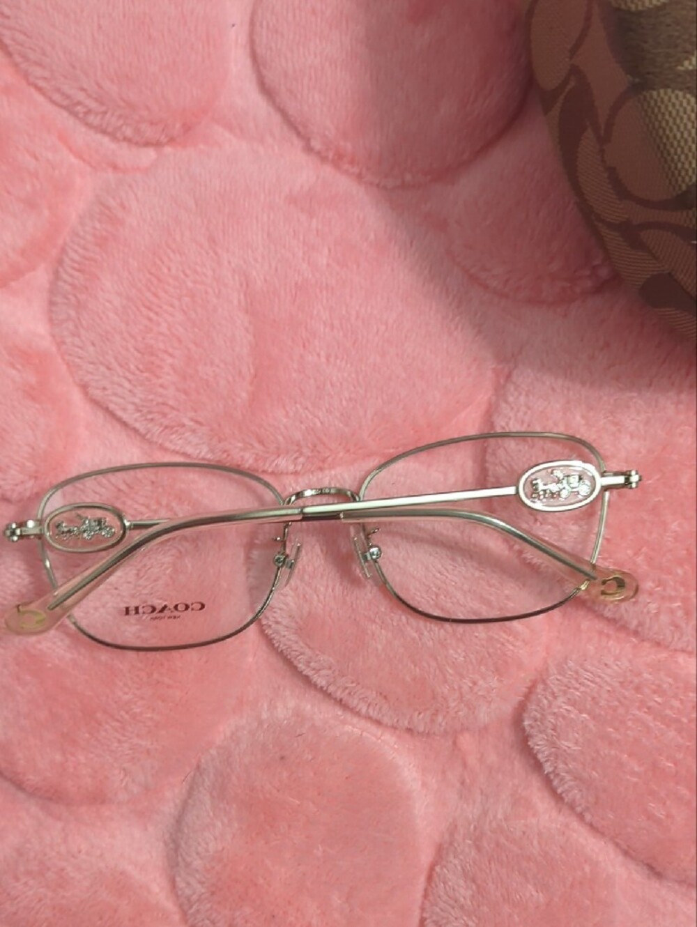 Coach Rose Gold Metal Frame Glasses with Light Pink Temples
